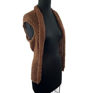 FUTURE PARADISE Brown Sleeveless Open Front Knit Cardigan Sweater Size Medium